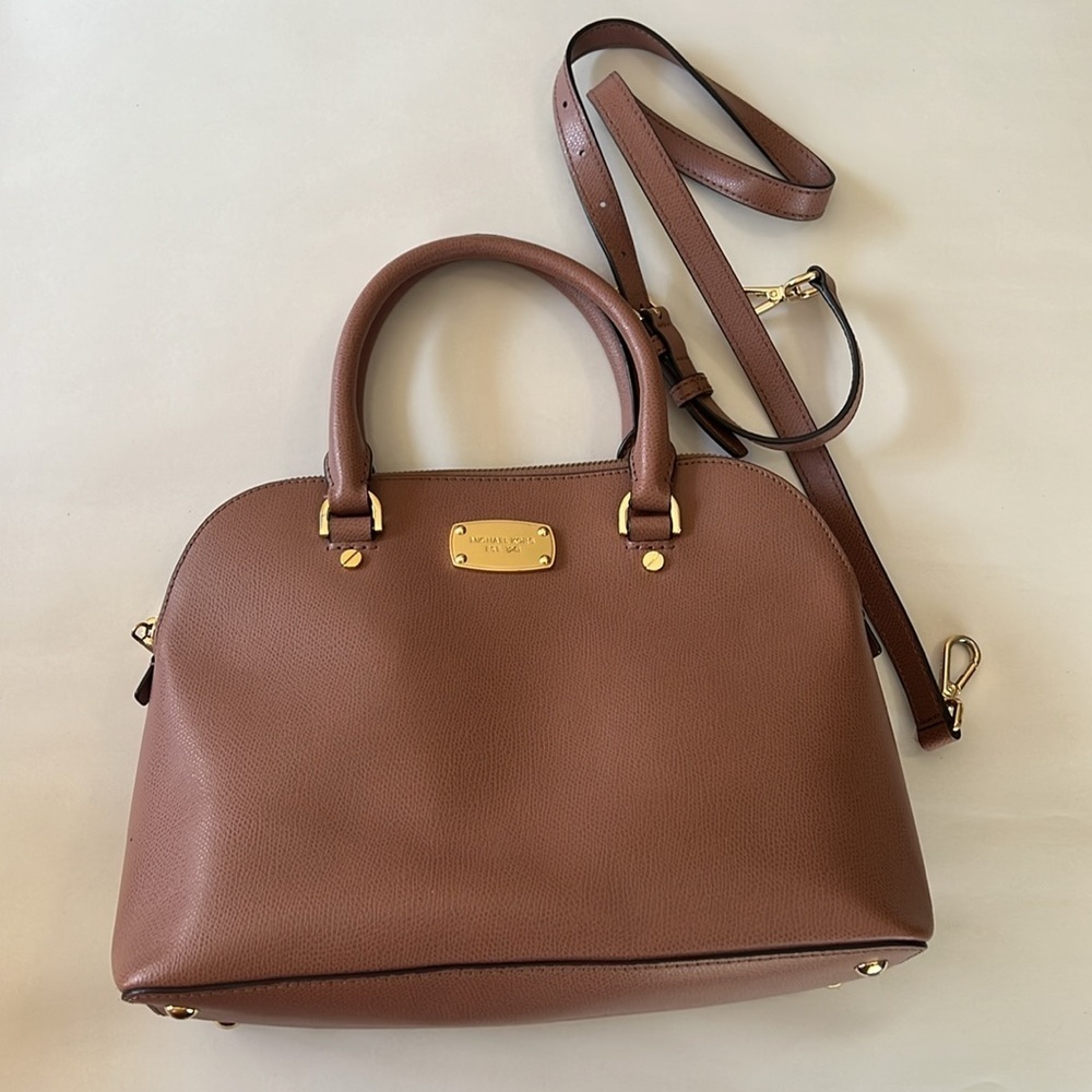 Michael Kors Dusty Rose Gold accents Leather Satchel Crossbody Bag - Picture 2 of 13